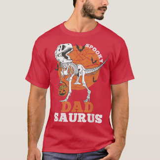 Spooky Dad Saurus Dinosaur Skeleton T rex Pumpkin  T-Shirt