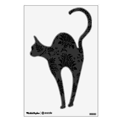Spooky Damask Black Cat Wall Sticker