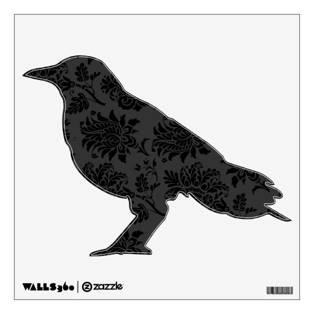Spooky Damask Crow Wall Decal (Front)