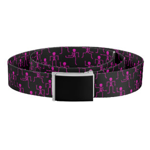 Spooky Dancing Bright Pink Skeletons Pattern Belt