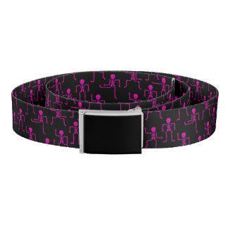 Spooky Dancing Bright Pink Skeletons Pattern Belt