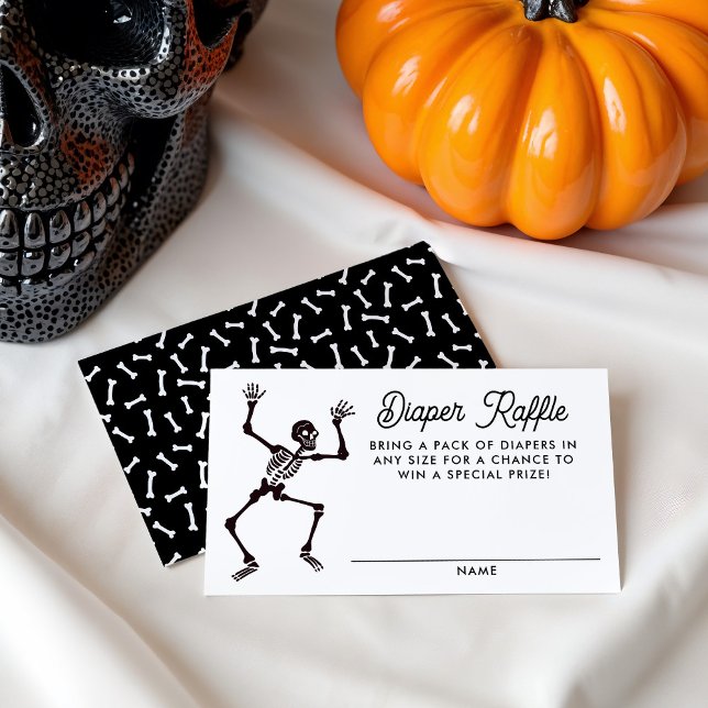 Spooky Dancing Skeleton Baby Shower Diaper Raffle Enclosure Card (Creator Uploaded)