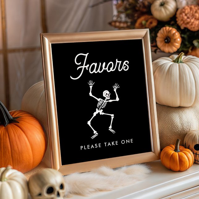 Spooky Dancing Skeleton Baby Shower Favors Sign (Creator Uploaded)