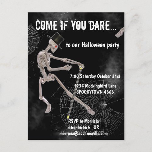 Spooky Dancing Skeleton Halloween Invite
