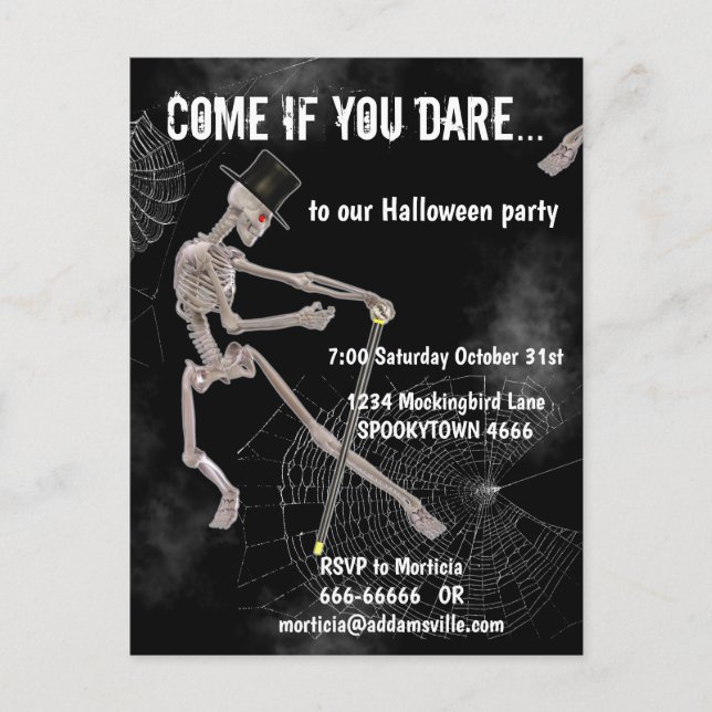 Spooky Dancing Skeleton Halloween Invite (Front)