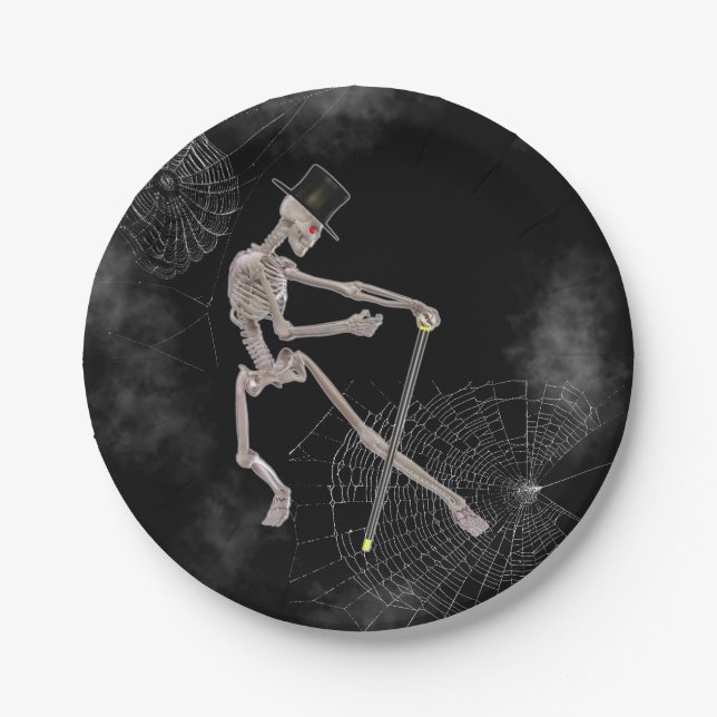 Spooky Dancing Skeleton Paper Plates (Front)