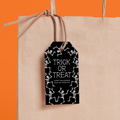 Spooky Dancing Skeletons Trick or Treat Halloween Gift Tags