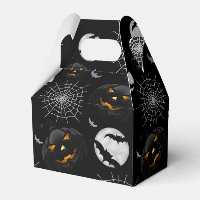 Spooky Dark Halloween Pattern Favor Boxes (Back Side)