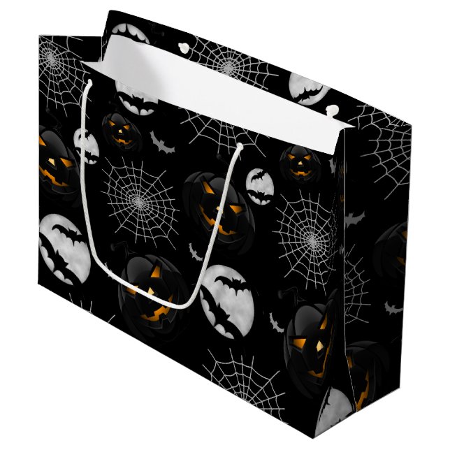 Spooky Dark Halloween Pattern Large Gift Bag (Front Angled)