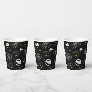 Spooky Dark Halloween Pattern Paper Cups