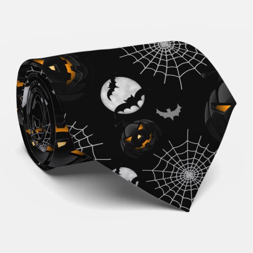 Spooky Dark Halloween Pattern Tie