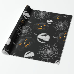 Spooky Dark Halloween Pattern Wrapping Paper
