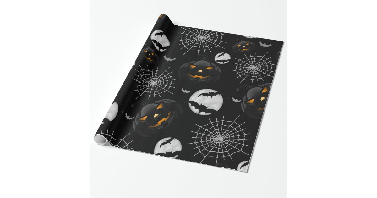 Spooky Dark Halloween Pattern Wrapping Paper Zazzle