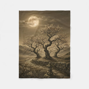 Spooky Dead Trees Full Moon Gothic Landscape Fleec Fleece Blanket