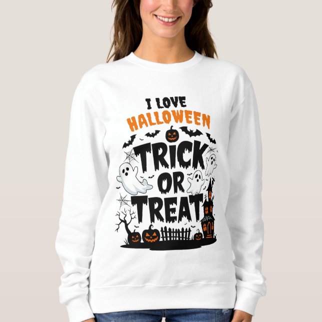Spooky decor and fun Halloween treats! Sweatshirt (Front)