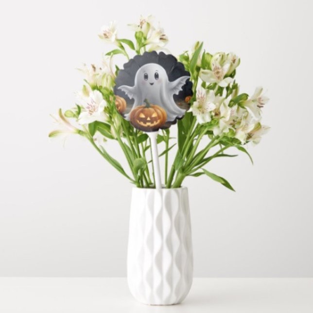 Spooky Delight: Ghostly Halloween Fun Balloon (Air -filled balloon. Provided with stick, self -seating and reusable. 
)