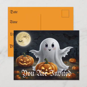 Spooky Delight: Ghostly Halloween Fun Invitation Postcard