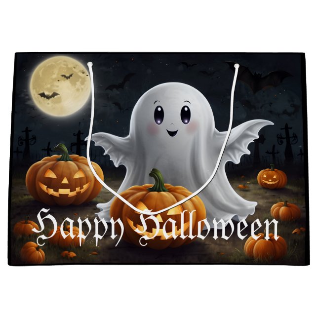 Spooky Delight: Ghostly Halloween Fun Large Gift Bag (Front)