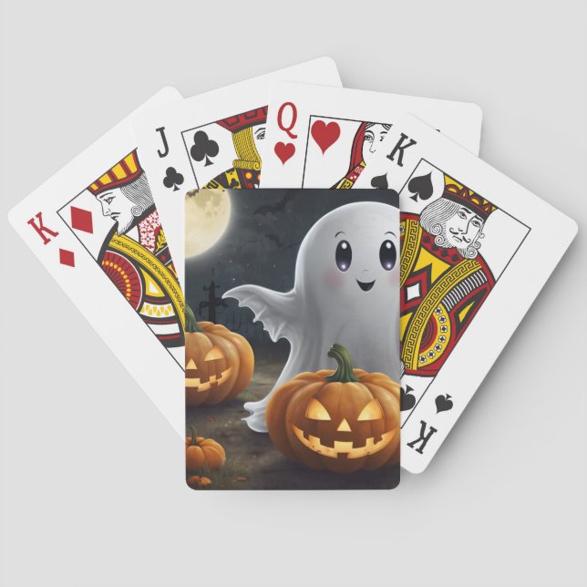 Spooky Delight: Ghostly Halloween Fun Poker Cards (Back)