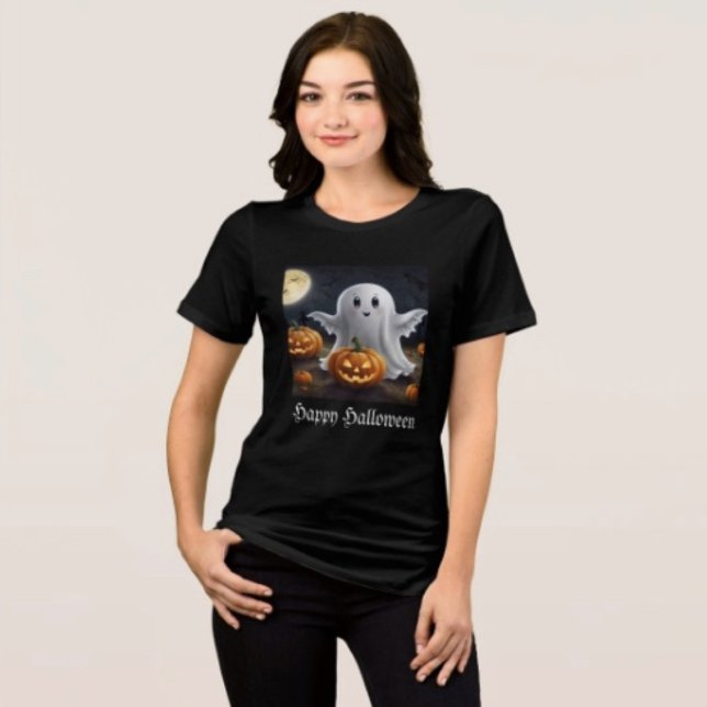 Spooky Delight: Ghostly Halloween Fun Tri-Blend Shirt (Comfy tri-blend women’s tee feminine fit, scoop neck, short sleeves, relaxed fit.  
)