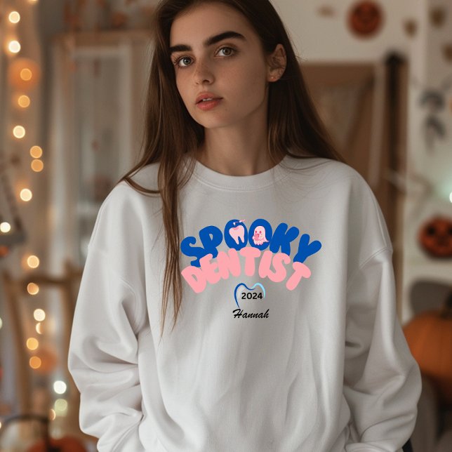 Spooky Dentist Personalized Name Halloween Gift Sweatshirt (Creator Uploaded)