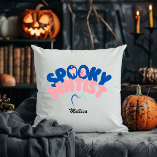 Spooky Dentist Personalized Name Halloween Gift Throw Pillow