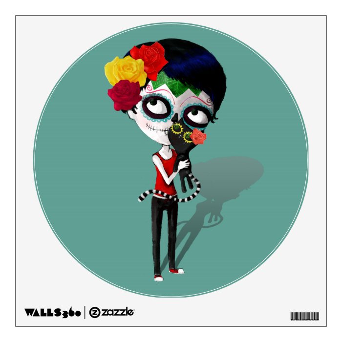 Spooky Dia de Los Muertos Girl Wall Graphic