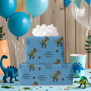 Spooky Dinosaur Halloween Birthday  Wrapping Paper