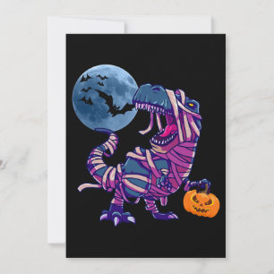 Spooky Dinosaur Halloween Dinosaur TRex with Pumpk Invitation