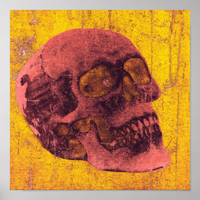 Spooky Distressed Skull Art Poster 12" x 12" (Front)