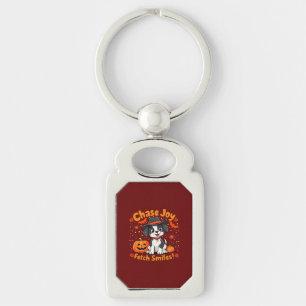 Spooky Dog Art: Fetch Halloween Joy & Smiles! Keychain
