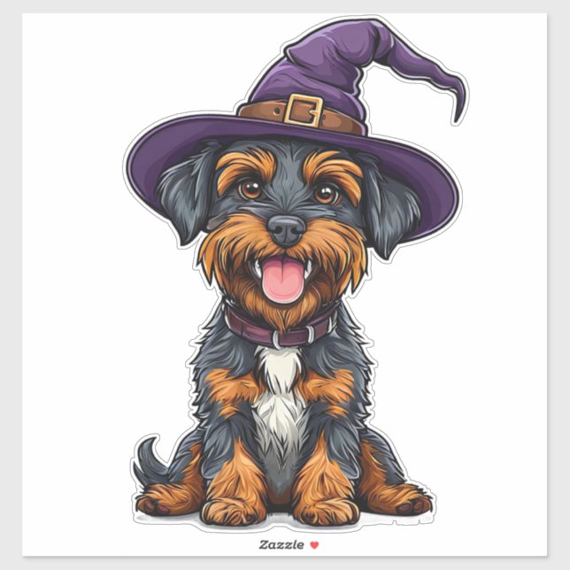 Spooky Dog In Magic Hat Halloween Theme Sticker (Sheet)