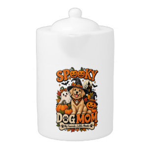Spooky Dog Mom Halloween Cute Skeleton Dog Lover Teapot