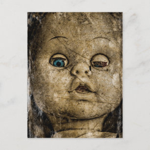 Spooky doll. postcard