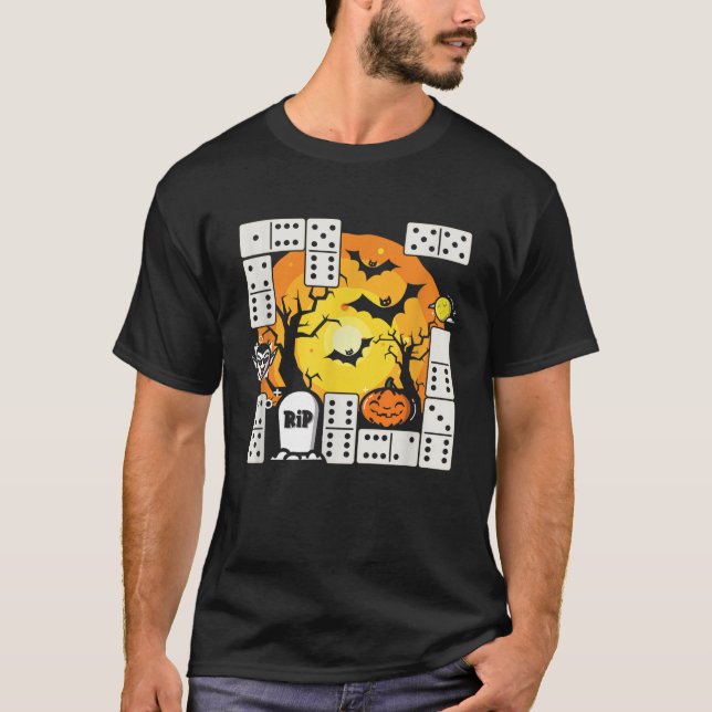Spooky Dominoes Player Domino Board Game Halloween T-Shirt (Front)