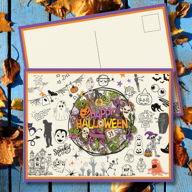 Spooky Doodle Delight Halloween Holiday Postcard (Creator Uploaded)