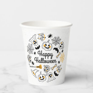 Spooky Doodle Halloween Paper Cups