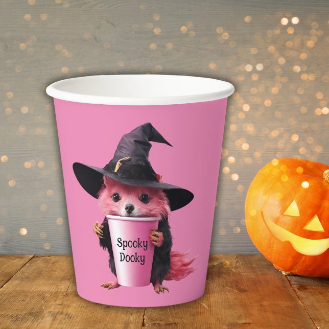 Spooky Dooky creature pink Halloween party custom Paper Cups (Creator Uploaded)