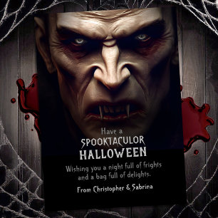 Spooky Dracula Halloween Greeting Holiday Card