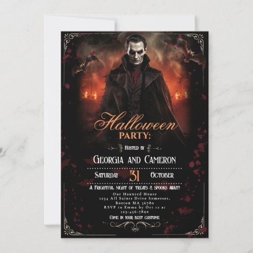 Spooky Dracula Halloween Party Invitation