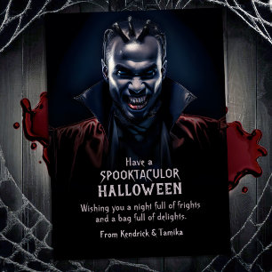 Spooky Dracula Vampire Halloween Greeting Holiday Card