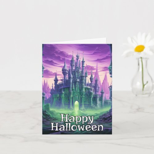 Spooky Dreadful Haunted House  Happy Halloween Card