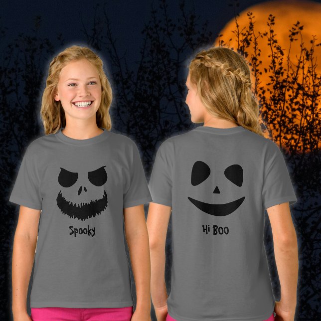 Spooky Dual Face Front and Back Halloween T-Shirt (Creator Uploaded)