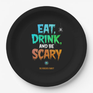 Spooky 'Eat Drink and Be Scary' Halloween Party Paper Plates