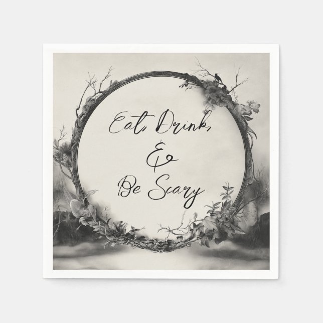 Spooky Eat Drink Be Scary Halloween Napkins (Front)