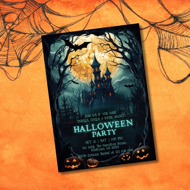 Spooky eerie moonlit haunted dark night Halloween Invitation (Creator Uploaded)