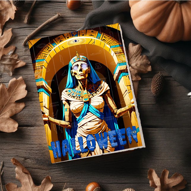 Spooky Egyptian Mummy Halloween Holiday Card (Scary and Spooky Egyptian Mummy Halloween )