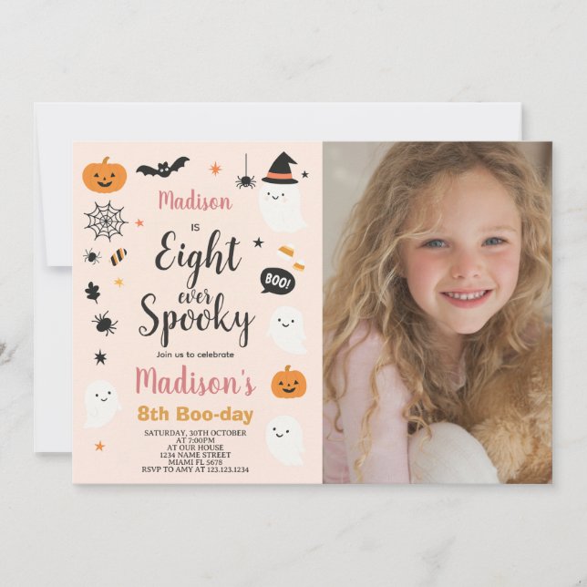 Spooky Eight Kids Halloween Birthday Invitation (Front)
