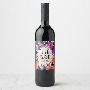 Spooky Elegance Halloween Floral Wreath Collection Wine Label