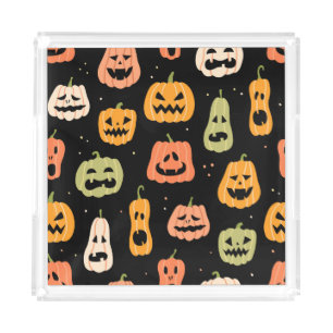 Spooky Elegance: Halloween Pumpkin Art Acrylic Tray